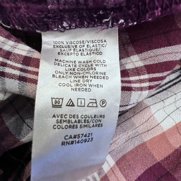 Ann Taylor LOFT Womens Button Up Shirt Blouse Medium Long Sleeve Plaid High Neck - Picture 11 of 14